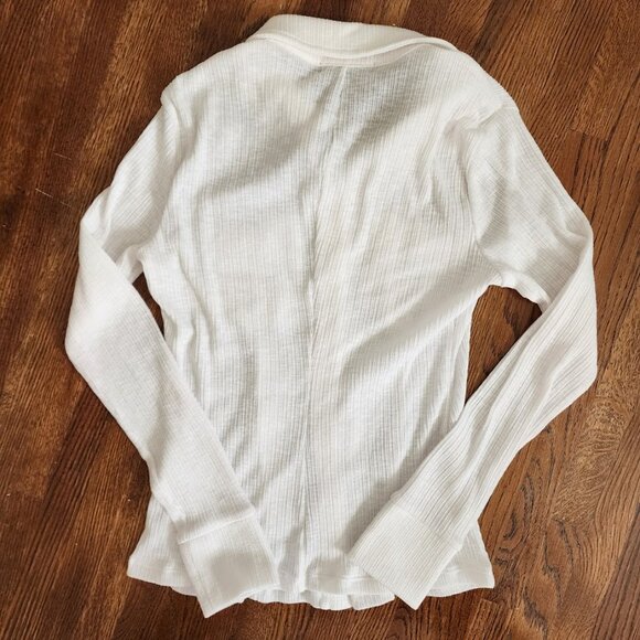 NWT / Banana Republic / Soft Ribbed Knit Button-Down Shirt / White / Size XS - Picture 5 of 5